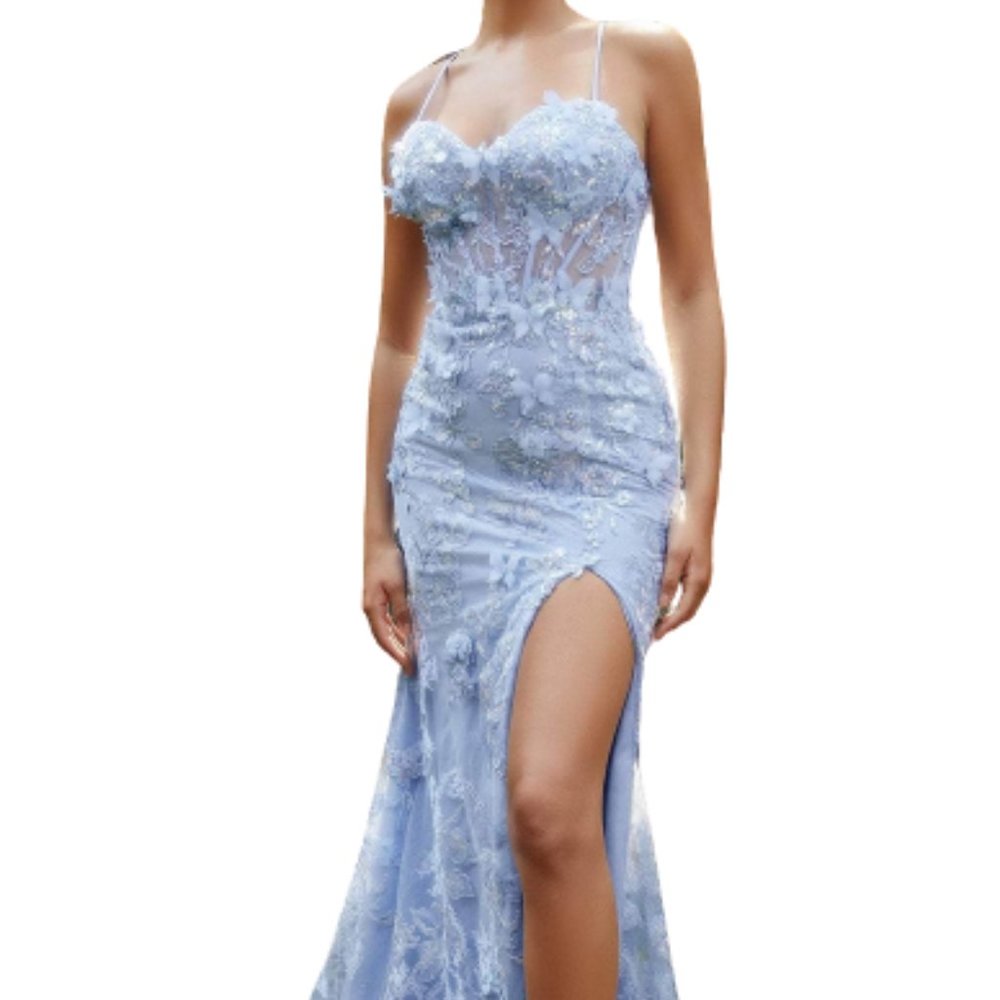 Andrea and Leo A1213 Prom Dress Blue Size 8